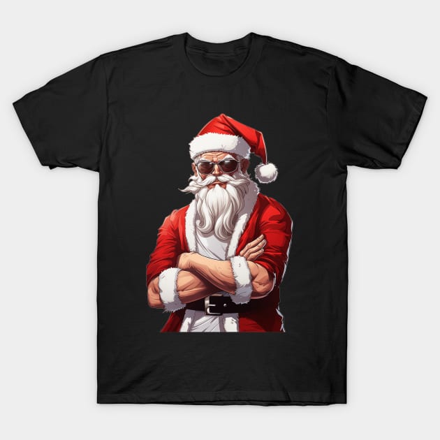 Cool Santa Cartoon T-Shirt by JunkyDotCom